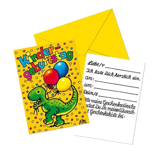 Lutz Mauder 8 Einladungskarten mit Umschläge * DINO * für Kindergeburtstag und Mottoparty | Dinos Dinosauroier T-Rex Einladungen Kinder Geburtstag von Lutz Mauder