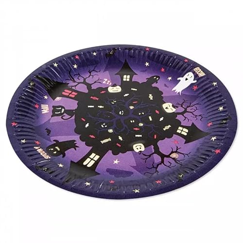 Lutz Mauder 8 Teller * HALLOWEEN * aus Pappe für Kindergeburtstag und Mottoparty | 23cm Größe | Kinder Geburtstag Party Pappteller Partyteller Plates Grusel Kürbis TapirElla von Lutz Mauder