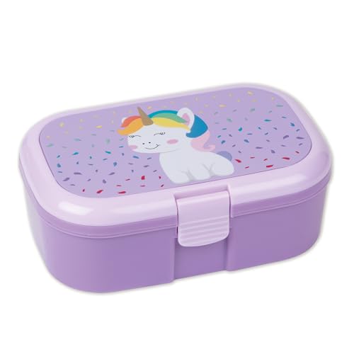 Lutz Mauder Kinder Brotdose mit Fach, BPA Frei Lunchbox Kinder, Brotbox, Snackbox, Vesperbox -Perfekt für Kindergarten, Schule, Reise, Picknick, unterwegs (Einhorn - 10595) von Lutz Mauder