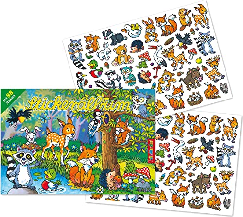 Stickeralbum mit 98 Sticker * Waldtiere * als Geschenk oder zum Basteln | 72026 | Wald Tiere Fuchs REH Igel Eule Kindersticker Aufkleber Stickerbuch für Kinder von Lutz Mauder