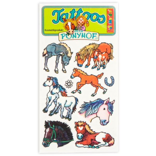 Tattookarte Ponyhof mit niedlichen Ponytattoos für Kinder, 10,5×5,6cm von Lutz Mauder