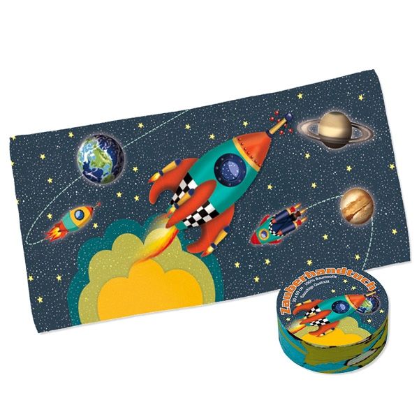 Zauberhandtuch Rakete, Geschenk für Weltraum-Mottoparty, 30x60cm von Lutz Mauder