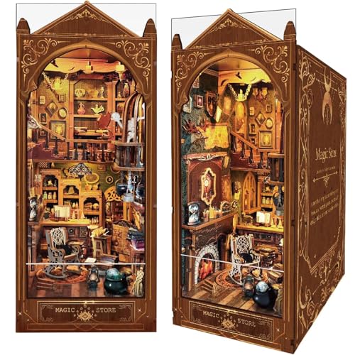 Magic Store Book Nook Kit Buchecken-Bausatz DIY Miniatur-Puppenhaus-Bücherregaleinsatz mit LED-Licht, Kreatives Bastelmodell für Erwachsene und Jugendliche von Luuwik