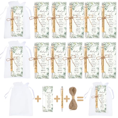 Luvart Dankeschön-Geschenk-Stifte – 20 Sets, Mitarbeiter-Wertschätzungsgeschenke, inspirierender Stift mit motivierenden Lesezeichen, Karten, Organza-Beutel, einziehbarer Kugelschreiber für Kollegen, von Luvart