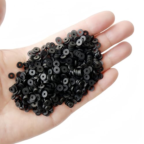 1150 Stück Tonperlen, flach, rund, Polymer-Ton, Abstandshalter, Perlen für DIY-Schmuck, handgefertigte Heishi-Perlen, Basteln, Armband, Halskette, Ohrringe (4 Stränge, 6 mm) (schwarz) von Luvhua