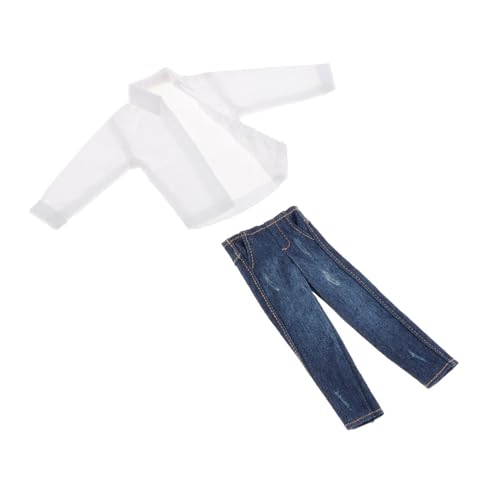 Luwecf 1/12 Skala Miniatur Kleidung Männliche Figur Puppe Kleidung Mini Jeans und Hemd für 6 Zoll von Luwecf