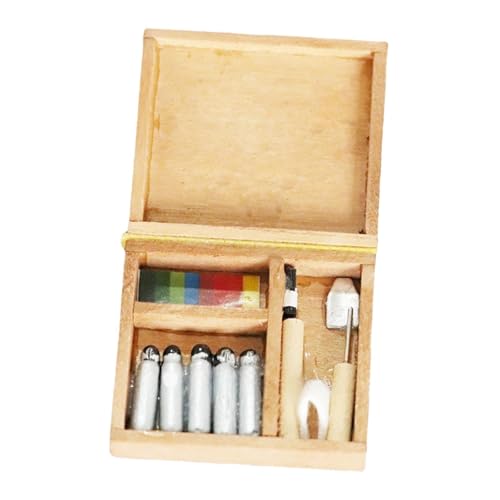 Luwecf 1/12 puppenhaus Mini Farbe Box Paintbox Malerei Staffelei Palette Miniatur Puppenhaus Spielzeug von Luwecf