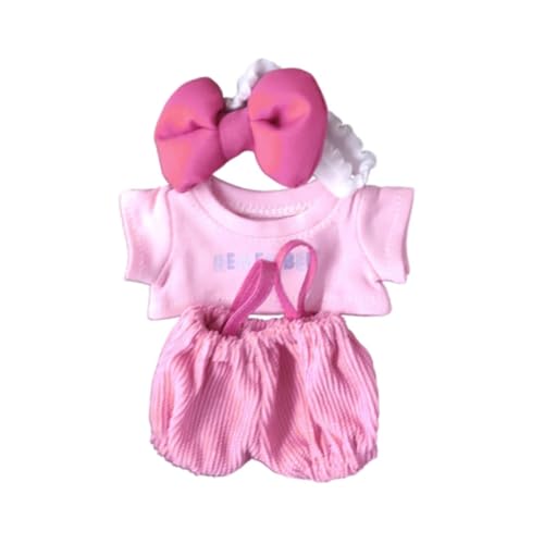 Luwecf 17cm Plüsch Puppe Kleidung Cartoon Puppe Kleidung Set Plüsch Puppe Kleidung für Mädchen Jungen, Rosa von Luwecf