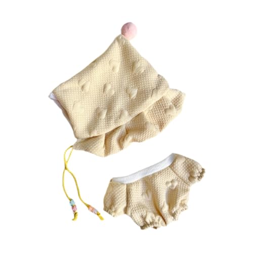 Luwecf 2 Stück Puppen Outfit mit Schlafanzug Und Mütze, Miniatur Kleidung für 8 Zoll Puppen, Gelb von Luwecf