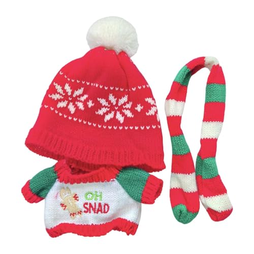 Luwecf 3X Puppen Weihnachten Pullover mit Hut Schal ACCS Miniatur Kleidung für 20cm Puppen von Luwecf