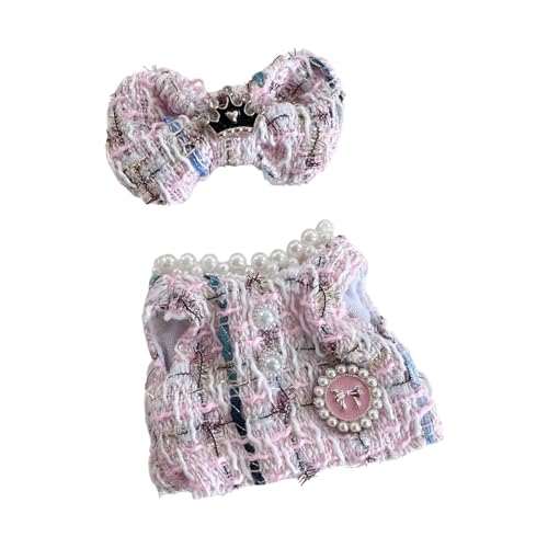 Luwecf Kleidung für 15 cm Plüschpuppe, Set mit Rock und Haar-Accessoire, Puppenzubehör für kreative Ankleide, Rosa von Luwecf