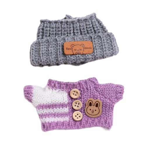 Luwecf Kleidung für Puppen, Outfit für kleine Figuren, Pullover und Kopfbedeckung, Zubehör für kreative Bastelprojekte, Lila von Luwecf