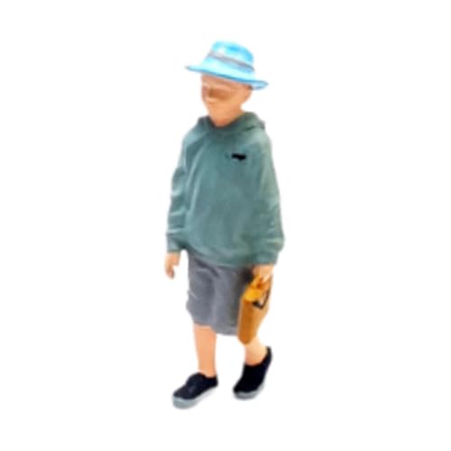 Luwecf Kleiner Fischerhut-Junge 1/64 Figur Spielzeug Tischdekoration Mode Sammlerstücke Harz Figur Mikroszene Fotografie, Blau von Luwecf