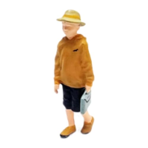 Luwecf Kleiner Fischerhut-Junge 1/64 Figur Spielzeug Tischdekoration Mode Sammlerstücke Harz Figur Mikroszene Fotografie, Gelb von Luwecf