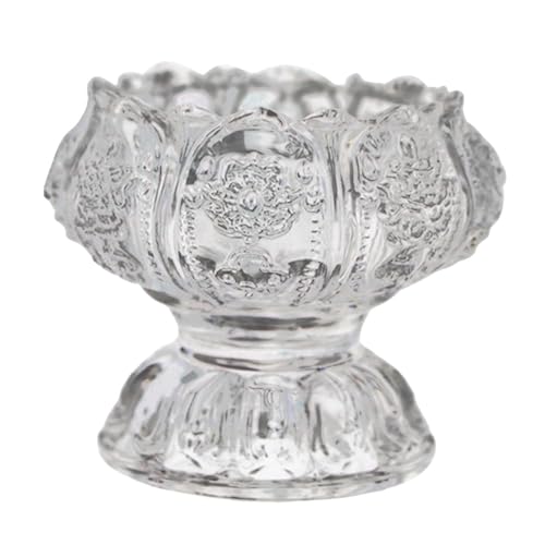 Luwecf Lotus Kerzenständer Öllampe Ornament Romantische Glas Teelicht Kerzenständer Kerzenlampen Halter für Tischdekoration Party, Klar, 7.8 X 7.5 cm von Luwecf