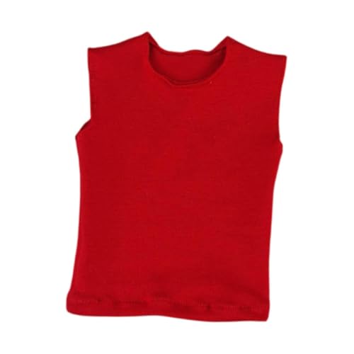 Luwecf Männer T Shirt Ärmellose Weste Maßstab 1/6 Kurzarm Mode Mini Puppe Kleidung fürfür 12in ACCS Dress up Puppe Modell Figuren, Rot von Luwecf