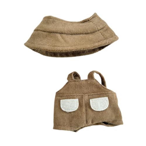 Luwecf Plüschpuppen Kleidung mit Hut für 5,91 Zoll/6,69 Zoll Puppe, Outfit für Kinder, Brauner Hut von Luwecf