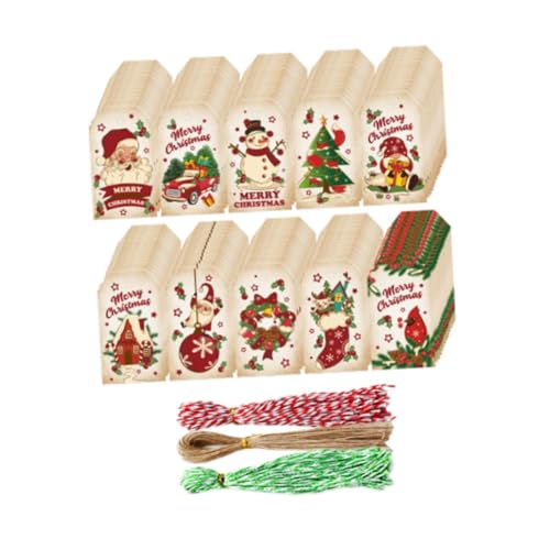 Luwecf Weihnachtsanhänger aus Kraftpapier, Weihnachtsetiketten, Weihnachtsbaum, 10 Muster, DIY-Ornamente, Hängeanhänger, Geschenkanhänger für Neujahr, Menge 150 von Luwecf