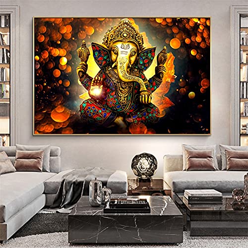 DIY 5D Diamant Malerei Voll Set Erwachsene/Kinder Malen nach Zahlen Ganesha Diamond Painting Bilder Crystal Strass Stickerei Kreuzstich Mosaik Gemälde Handwerk Art Home Wall Décor Square drill,60x80cm von Luxioo