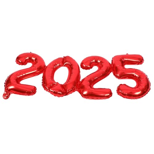 Luxshiny 1 Satz 2025 Ballon 2025 Abschlussball Einladung Konfetti Blumensträuße 2025 Neujahrsballons Partydekorationen Weihnachtsfeier Luftballons 2025 Folienballons Rot Aluminiumfolie von Luxshiny