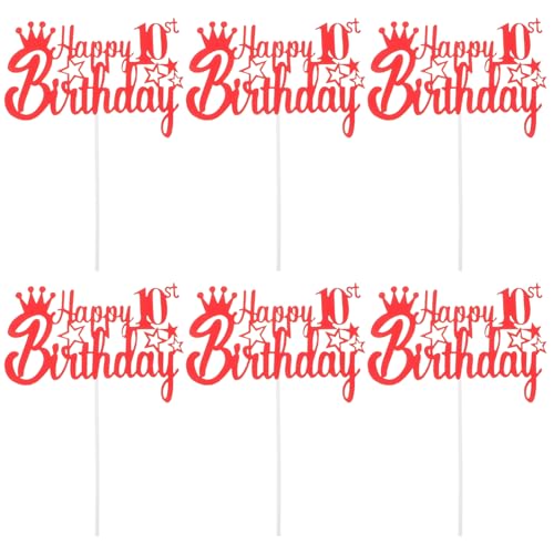 Luxshiny 10 Stück Alles Zum Geburtstag Kuchen Topper Papier Geburtstag Cupcake Topper Pick Für Geburtstagsfeier Kuchen Desserts Gebäck Dekorationen Rot von Luxshiny