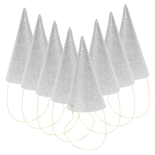 Luxshiny 12 Stück Glitzer Kegelhüte für Geburtstagsfeiern Triangel Partyhüte für Erwachsene Silber mit Langen Bändern zur Sicheren Befestigung für Hochzeiten Babypartys Luxshiny 12 Stück Glitzer Kegelhüte für Geburtstagsfeiern Triangel Partyhüte für Erwachsene Silber mit Langen Bändern zur Sicheren Befestigung für Hochzeiten Babypartys von Luxshiny