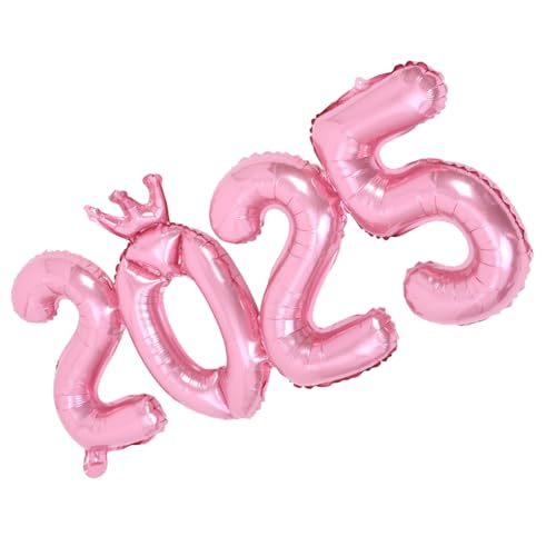 Luxshiny 2025 geburtstagsdekoration große luftballons Frohes Neues Jahr Ballons Frohes Neues Jahr Dekorationen Silvester Folienballons Luftballons für die Silvesterparty Aluminiumfolie Rosa von Luxshiny