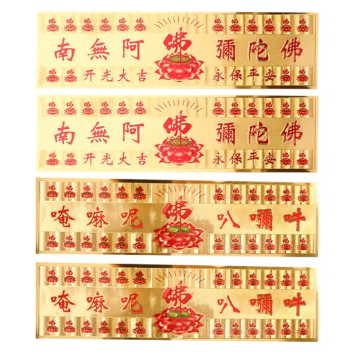 Luxshiny 4 Stück Chinesische Feng Shui -Aufkleber Om Mani Padme Hum Zum Schutz Buddha Glücksamulett Papier Für Verheißungsvollen Erfolg Und Schutz von Luxshiny