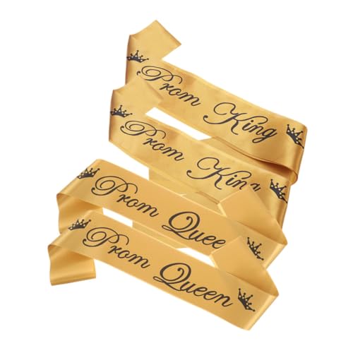 Luxshiny 4 Stück Schulterriemen Schärpe Party Geburtstagsdekorationen Für Mädchen Abschlusskrone Aus Papier Ballkönigin Die Prinzessinnenbraut Brautjungfer Promkrone Braut- Golden Stoff von Luxshiny