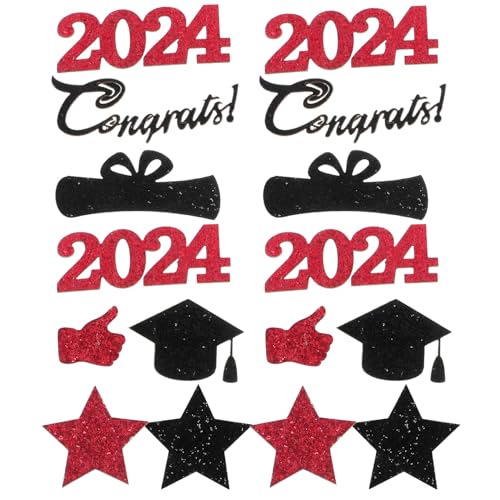 Luxshiny Abschluss-Konfetti Klasse 2024 Schwarzes Und Rotes Konfetti Glückwunsch Absolventen-Konfetti Abschlussfeier Tischdekoration von Luxshiny