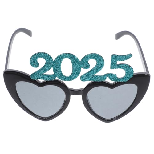 Luxshiny Frohes Neues Jahr Brille 2025 1 Paar Neujahrsfeier Brille Neujahr Party 2025 Herzrahmen Brille Ausgefallene Lustige Sonnenbrille Abschlussfeier 2025 Partyzubehör (Blau) von Luxshiny