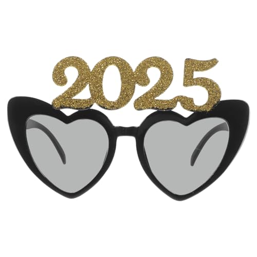 Luxshiny Frohes Neues Jahr Brille 2025 1 Paar Neujahrsfeier Brille Neujahr Party 2025 Herzrahmen Brille Ausgefallene Lustige Sonnenbrille Abschlussfeier 2025 Partyzubehör (Golden) von Luxshiny