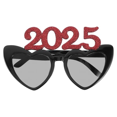 Luxshiny Frohes Neues Jahr Brille 2025 1 Paar Neujahrsfeier Brille Neujahr Party 2025 Herzrahmen Brille Ausgefallene Lustige Sonnenbrille Abschlussfeier 2025 Partyzubehör (Rot) von Luxshiny