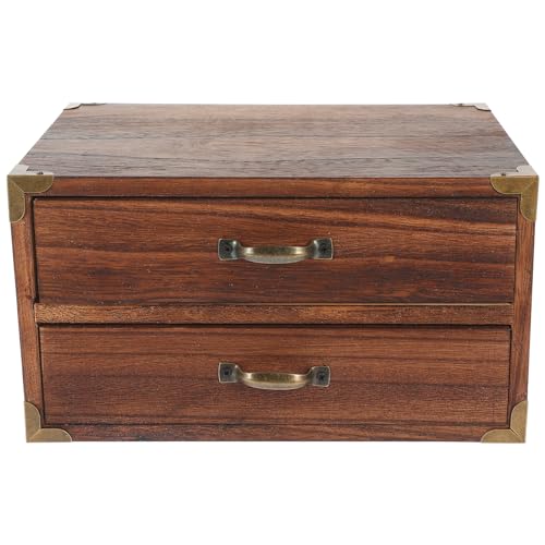 Luxshiny Kasten Schubladenschrank Bastelschubladen Monitorerhöhung Für Den Schreibtisch Vintage-schreibtischzubehör Desktop Tragbar Behälter Kabine Kommode Auto Retro Einheit Holz von Luxshiny