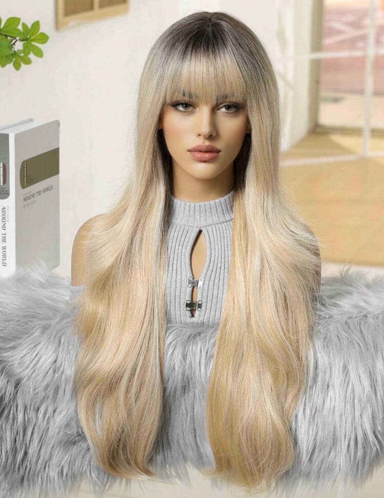 Blonde Balayage Perücke Mit Pony von LuxuryhairOfficial