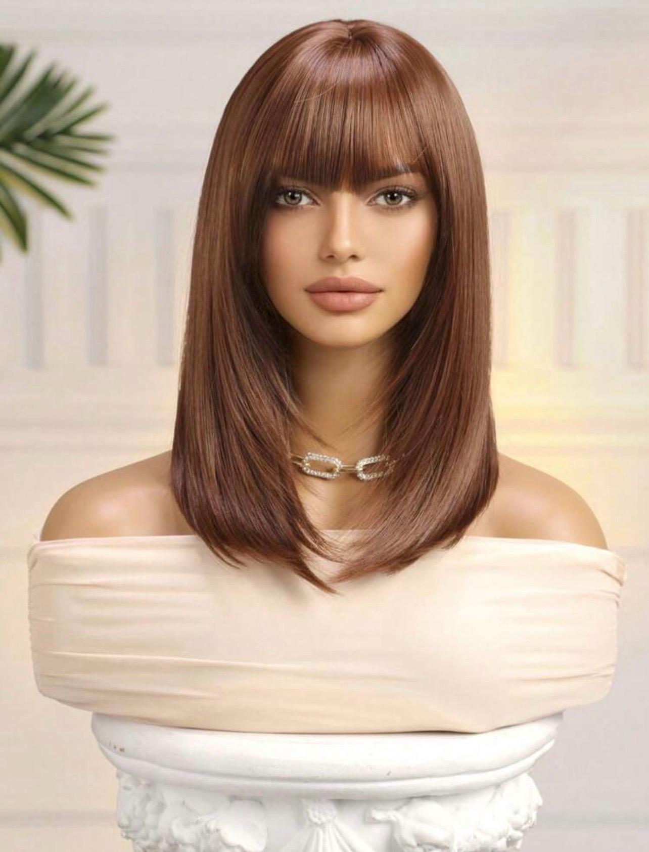 Braune Perücke Longbob von LuxuryhairOfficial