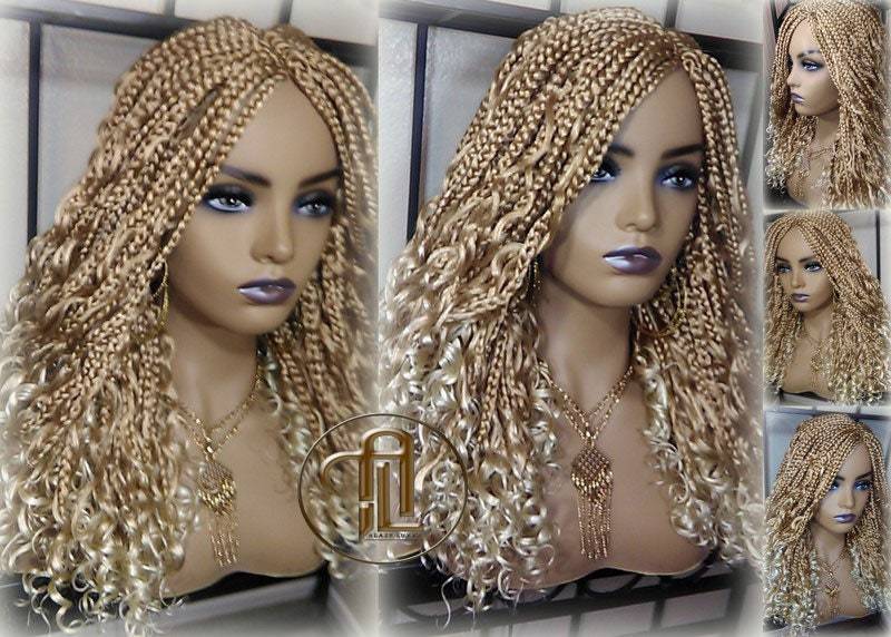 14 in Box Braid Boho Short Curly Wig Blonde 27 613 Mix Ombre Balayage Honey Platinum For Black White Women Alopecia Ready To Ship von LuxxxStyleBoutique