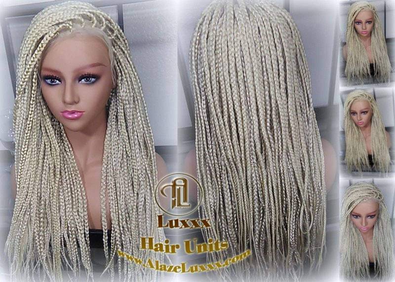 Alopezie Platinblond 613 Box Braid Perücke Ombre Balayage Weiß Blond Spitze Babyhaar Glatt Kleberlos Lace Dünner Werdendes Haar Verlust von LuxxxStyleBoutique