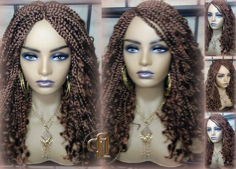 Box Borte Boho Kurze Locken Perücke 14In Braun 30 Distressed Göttin Zöpfe Lockere Haare Versandfertig von LuxxxStyleBoutique