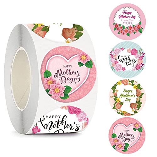 Happy Mothers Day Aufkleber 500pcs Runde Geschenkverpackungsaufkleber Selbstkleber Label Aufkleber Mütter Tag Party Dekoration von Luxylei