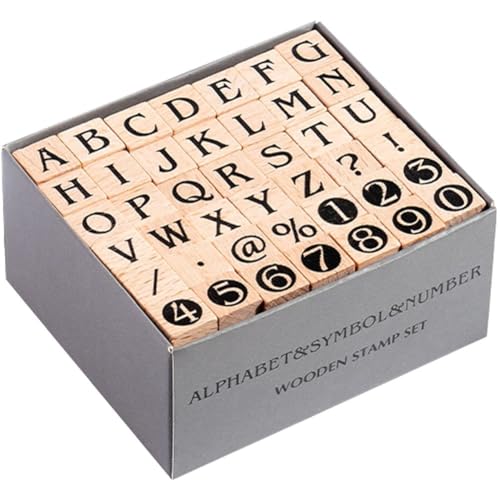 Luxylei 42 Teile/Satz Holz Verschiedene Stempel Zahlen Buchstaben Geometrische Figuren Stempel Vintage Symbol Stempel Kit Für Handwerk Scrapbooking von Luxylei