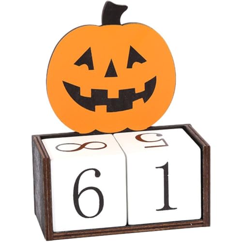 Luxylei Halloween-Countdown-Kalender Aus Holz, Halloween-kürbis-Geister-Kalender, Halloween-adventskalender, Handgefertigter Kürbis-Geister-Kalender, Dekoration, Festival-Requisiten von Luxylei