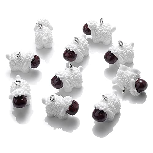 Luxylei Tierharz Charme Perlen Anhänger 10pcs Süße Cartoon Schaf Hedgehog Reiz Für Die Herstellung Von Schmuckversorgungen DIY Handwerk Halskette von Luxylei