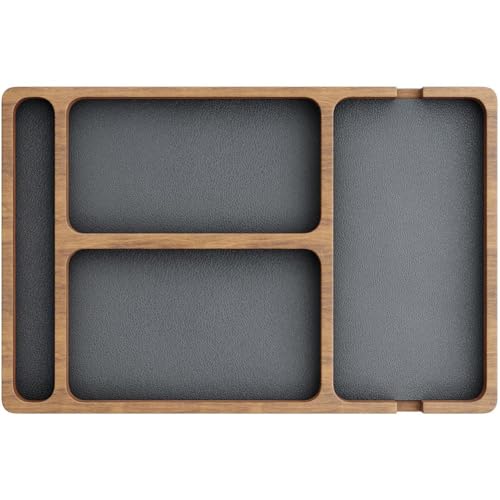 Luxylei Valet-Organizer-tablett 4 Fächern, Holz-nachttisch-Organizer, Auffangtablett Für Telefon, Schmuck, Uhr, Zubehör, Schreibtisch- Oder Kommoden-aufbewahrungsbox-Halter von Luxylei