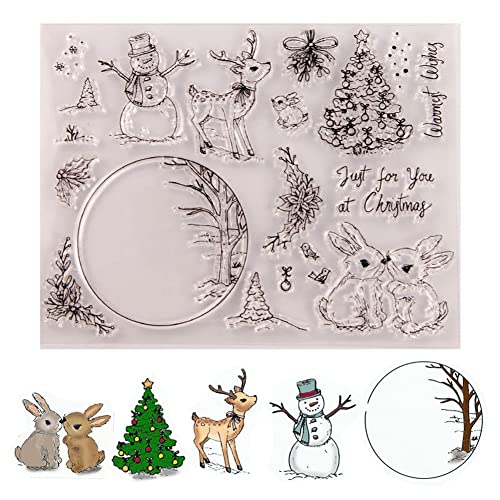 Luxylei Transparenter Silikonstempel Süßes Hirsch Schneemann Scrapbooking Gummi Stempel Wiederverwendbares Malvorlagen Prägendekoration von Luxylei