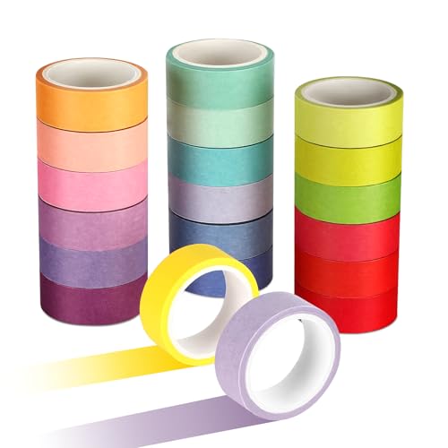 Luziyun 20 Rollen Klebeband Bunt, Washi Tape Set, 5mx15mm DIY Deko Klebeband, Gewebeband Bunt, Regenbogen Masking Tape, Washi Tape Kinder für Klebeband Scrapbook, Bullet Journaling von Luziyun