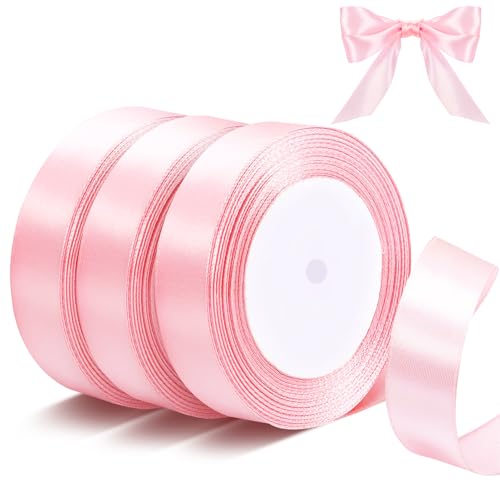 Lvefyti 66M Satinband Rosa,3 Roll 20mm x 22m Geschenkband Rosa,Seidenband Schleifenband Hochzeit,Geschenkbänder für Geschenkverpackung Schleifen Geburtstag Deko von Lvefyti