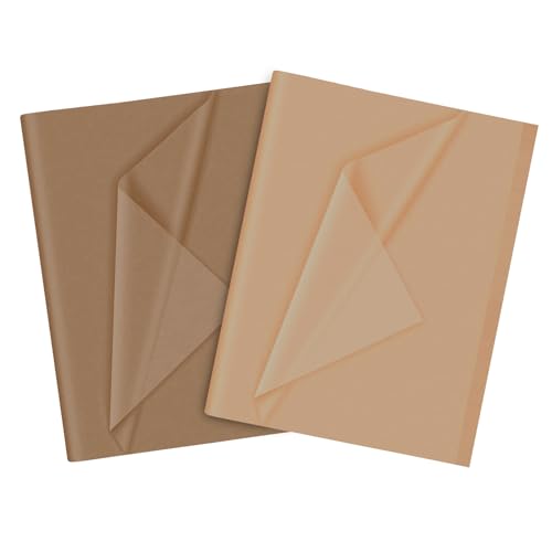 Lvjkes Seidenpapier, Große Bögen weißes Seidenpapier, Kunstpapier, perfekt für Geschenkverpackungen, Aufbewahrung, Verpackung, Kunst Handwerk (50cm x 70 cm, 36PCS Khaki, 36PCS Champagnerpulver) von Lvjkes