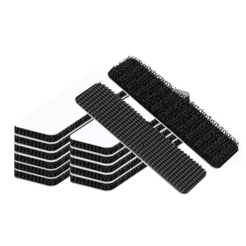 Lwtsrp 12pcs Klettband Selbstklebend Extra Stark, Klebepads Doppelseitig Wiederverwendbar, Rechteck Doppelseitiges Klettverschluss Selbstklebend für Haus Büro, Schwarz (3 x 10cm) von Lwtsrp