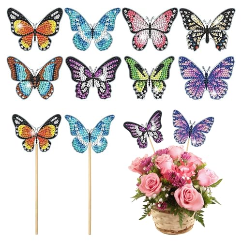 Lwtsrp 8PCS Schmetterling Diamond Painting Kits, Diamond Painting, Diamond Painting Art für Garten Dekor, Diamond Painting Schmetterling, Schmetterling Ornaments Zubehör für Tolle Gartendekoration von Lwtsrp